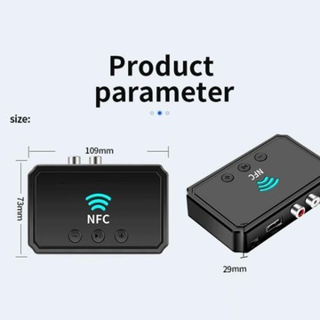 Аудиоадаптер-передатчик NFC Bluetooth 5.0, Plug and Play, 3,5 мм AUX/RCA