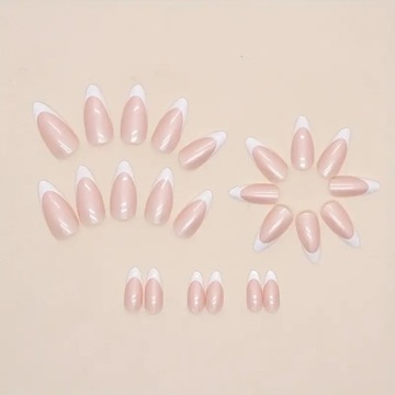 Искусственные ногти Tipsy Almond Classic French Self -Adhesive Gel 24 ПК