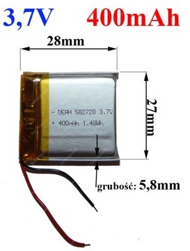 Akumulator Bateria GPS Smartwatch 582728 400mAh