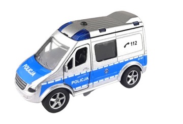 POLICJA RADIOWÓZ VAN METAL 11 CM Z POLSKIM GŁOSEM LED