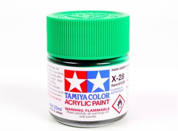 MODELARSKA FARBA AKRYLOWA ZIELONA POŁYSK TAMIYA 23ml X-28 PARK GREEN (G)