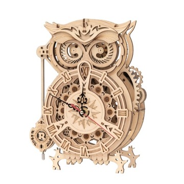 Robotime Drewniane Puzzle 3D - ZEGAR SOWA PREZENT