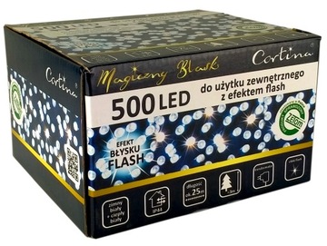 LAMPKI CHOINKOWE ZEWNĘTRZNE CORTINA 500 LAMPEK EFEKT FLASH