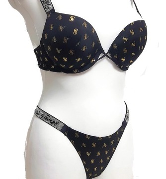 Victoria's Secret komplet bielizny czarny rozmiar 75B //