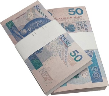 Polski Złoty pieniądze banknoty nauki gry zabawy edyjacyjne 50zł x 100szt