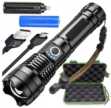 METALOWA LATARKA AKUMULATOROWA LED BARDZO MOCNA ZOOM USB CIĘŻKA SOLIDNA