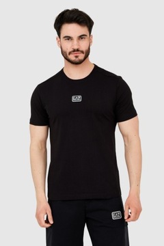 EA7 Czarny t-shirt męski z naszywką z logo M