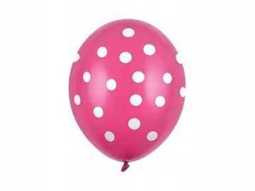 Ciemnoróżowe balony w białe kropki zestaw 5 sztuk
