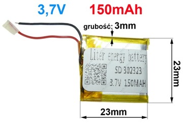 Akumulator Bateria Mp3 GPS RC 302323 150mAh