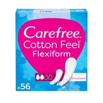 Гигиенические прокладки CAREFREE Cotton Feel Flexiform, без запаха, 56 шт.