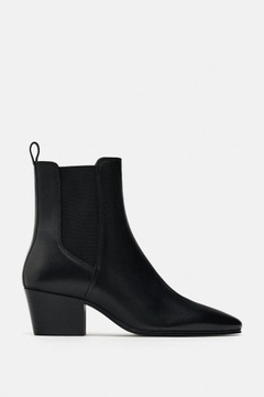 ZARA 39 NOWE klasyczne 100% SKÓRA NATURALNA czarne