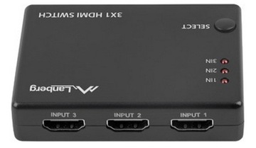 SWITCH VIDEO 3X HDMI CZARNY przełącznik + PILOT