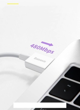 Kabel USB typ-C USB-C type-C 6A długi przewód 2m Szybkie ładowanie QC 3.0