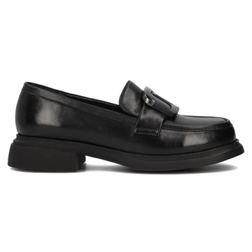 Skórzane półbuty Czarne wsuwane Mokasyny lordsy loafersy Filippo DP6175/24