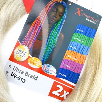 X-PRESSION Ultra Braid Pre-Stretched UV-613 флуоресцентные синтетические волосы