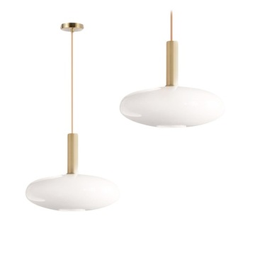 LAMPA WISZĄCA SUFITOWA SZKLANA MLECZNA ZŁOTA BIAŁA