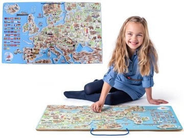 Mapa Europy Magnetyczna Obrazki Puzzle Klocki DUŻA