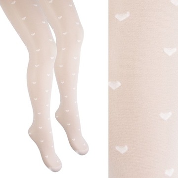 Rajstopy RAJSTOPKI CIENKIE DZIEWCZĘCE z lycry ze wzorem w serduszka 116-122