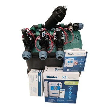 ZESTAW 3 SEKCJE HUNTER PGV FILTR STEROWNIK X2 CZUJNIK MODUŁ WIFI RURA PE 32