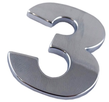 EMBLEMAT CYFRA CYFRY LITERA LITERKA CHROM 3 TRZY E1H99