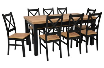 Komplet 8 krzeseł i drewniany stół 170/250 cm DĄB