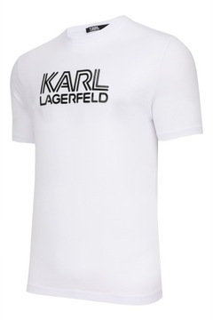 KARL LAGERFELD T-SHIRT KOSZULKA MĘSKA LOGO BIAŁA rozmiar L