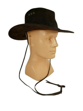 КОРИЧНЕВАЯ КОЖАНАЯ ШЛЯПА НА РЕМЕНКАХ - РАЗМЕР L