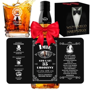 ETYKIETA ZE ZDJĘCIEM +SZKLANKA WHISKY GEO PREZENT URODZINY CHŁOPAKA 1L Y4