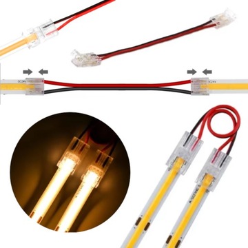 ZŁĄCZKA DO TAŚM LED COB 8mm IP20 ŁĄCZENIOWA KĄTOWA Z PRZEWODEM