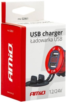 GNIAZDO SAMOCHODOWE ŁADOWARKA QC 2xUSB WOLTOMIERZ
