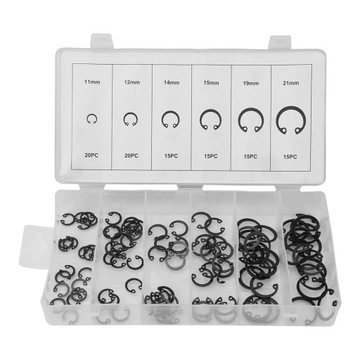 ZESTAW ASORTYMENTOWY PIERŚCIENI OSADCZYCH ZATRZASKOWYCH 11 MM - 21 MM