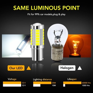 1pcs BA15S P21W 1156 Car LED Reverse Light Bulb For VW Passat B5 B6 Golf 4