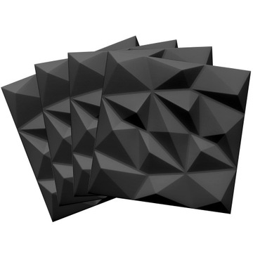 Стеновые панели 3D BRYLANT черные, кессон, 8 шт.