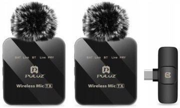 2x Bezprzewodowy Mikrofon Krawatowy Telefonu PULUZ USB-C ANDROID iOS PU648B