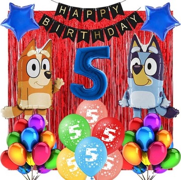 DEKORACJE BALONY NA 5 URODZINY BLUEY BINGO 31SZT