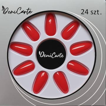 Искусственные ногтей Советы красные классические короткие миндальные классические красные 24 ПК