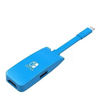 Nintendo Switch adapter 3w1 USB-C - HDMI - HDTV 4K 60Hz USB 2.0 Niebieski