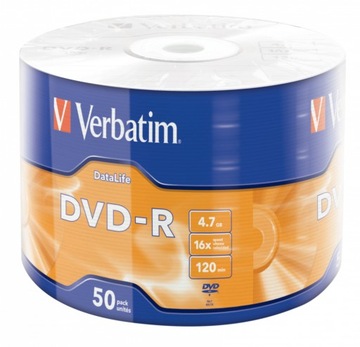 PŁYTY DVD-R VERBATIM 4,7GB x16 50 sztuk
