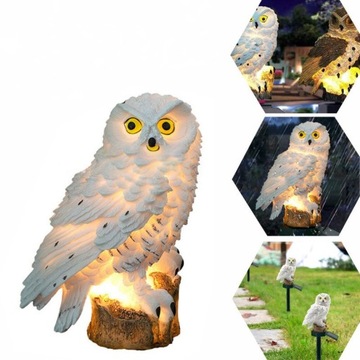 LAMPA SOWA SOLARNA LED WBIJANA OZDOBNA BIAŁA