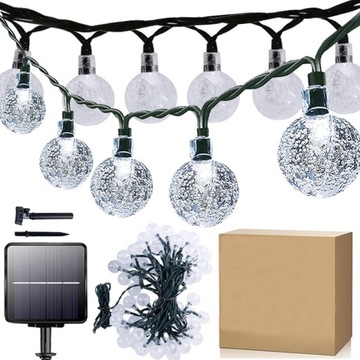 DŁUGA GIRLANDA SOLARNA LAMPKI OGRODOWE ŻARÓWKI LED