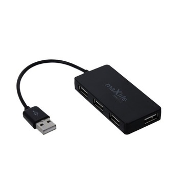 Хаб Maxlife Home Office USB 2.0, 4xUSB 2.0 с USB 1,5 м, 40 Мбит/с, без