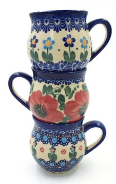 CERAMICZNY KUBEK 220 ML 3SZT. CERAMIKA STYL BOLESŁAWIEC ZESTAW KUBKÓW