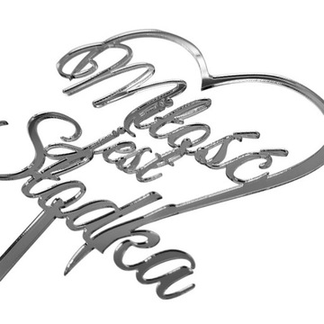 Топпер серебряное украшение для торта Love is Sweet серебряное зеркало