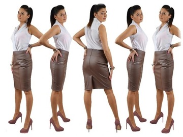 SPÓDNICE EKO SKÓRA Z 2 SUWAKAMI CAPPUCCINO r.46