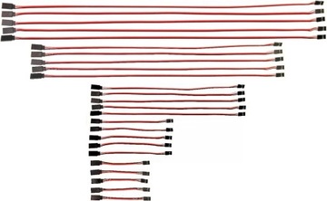 25-częściowy zestaw przedłużaczy serwo JR Długości 10 cm, 15 cm, 30 cm, 50 cm, 60 cm