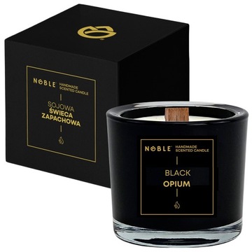 Duża Świeca Zapachowa Sojowa Intensywna Naturalna Szkło Black Opium NOBLE