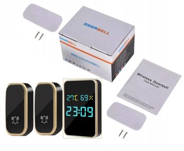 БЕСПРОВОДНОЙ, ДВЕРНОЙ ЗВОНОК БЕЗ АККУМУЛЯТОРОВ, ТЕМПЕРАТУРА, 2 КНОПКИ