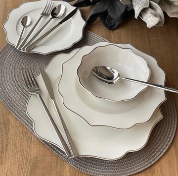 Obiadowy Zestaw ALICE WHITE / SILVER 28 Tgl. Y086