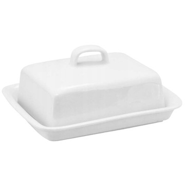 MASELNICZKA BIAŁA POJEMNIK NA MASŁO PORCELANOWA Z POKRYWKĄ PROSTOKĄTNA