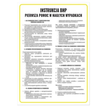 INSTRUKCJA OBSŁUGI INSTRUKCJA BHP PIERWSZA POMOC W NAGLYCH WYPADKACH